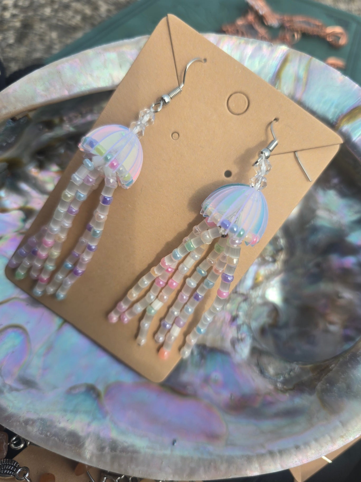 Beaded jelly fish earrings