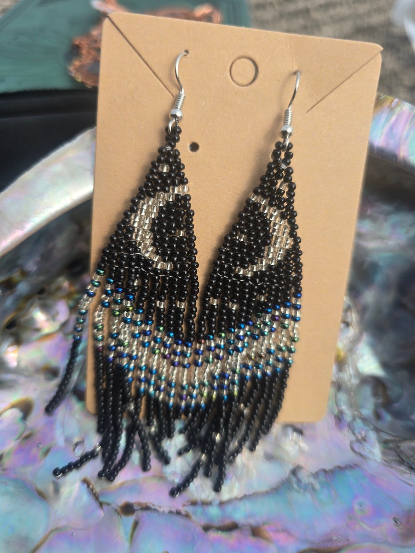 Small moon beaded earrings
