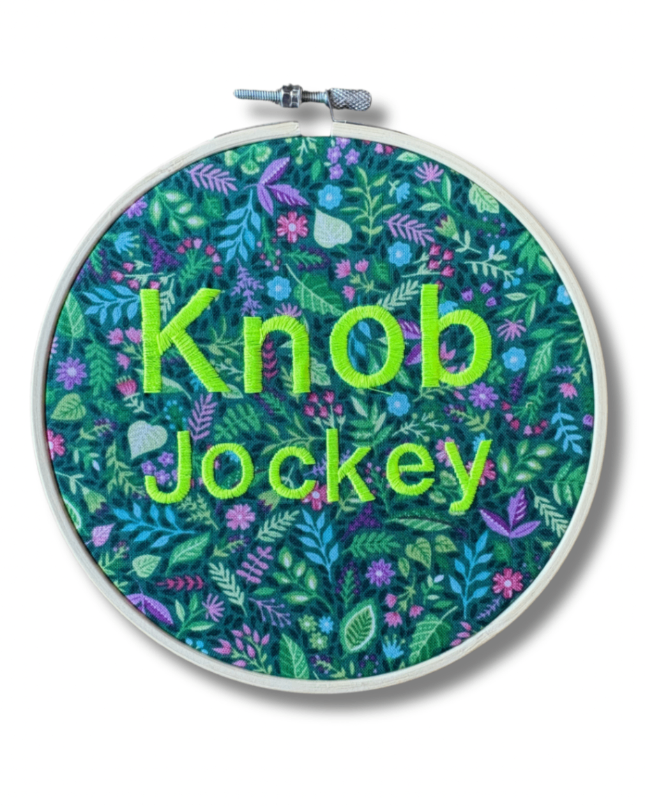 Knob Jockey Embroidered Hoop Art