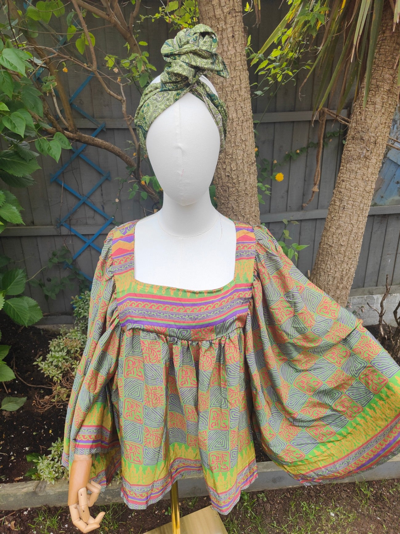 Wire headband wrap - recycled sari fabric