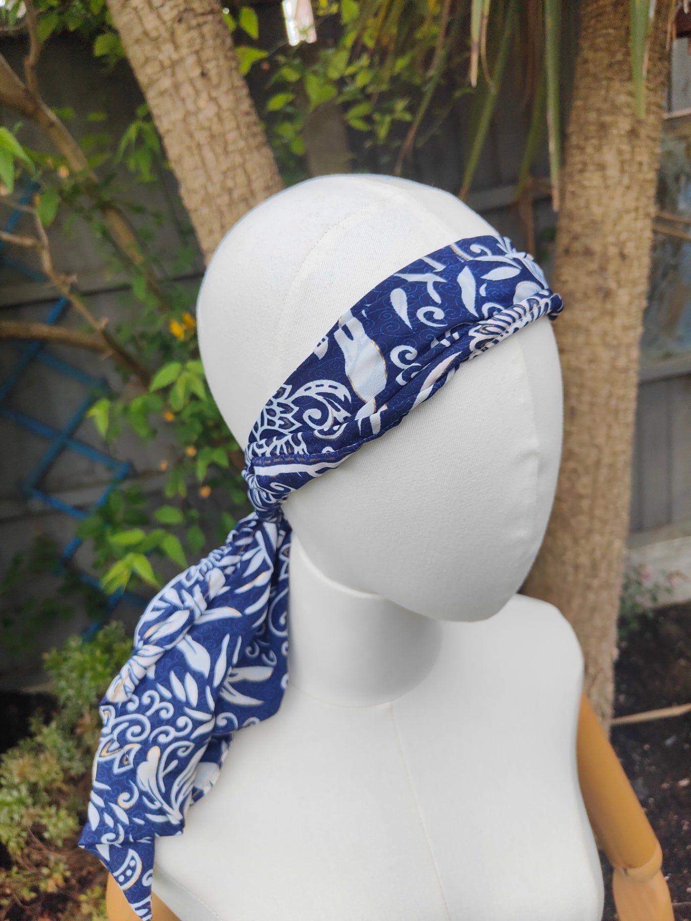 Wire headband wrap-sari fabric