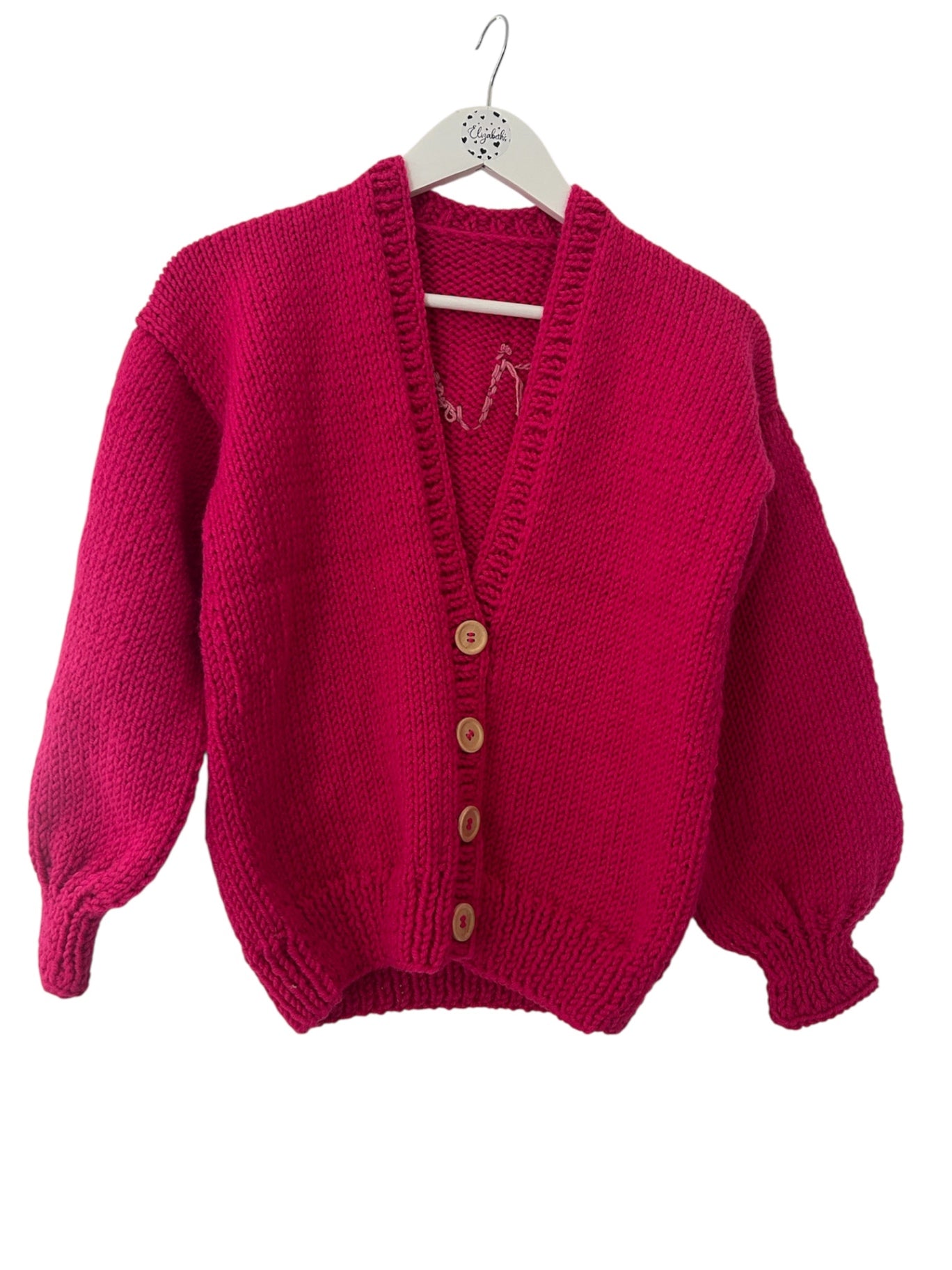 Handmade Pink Peace And Love Cardigan