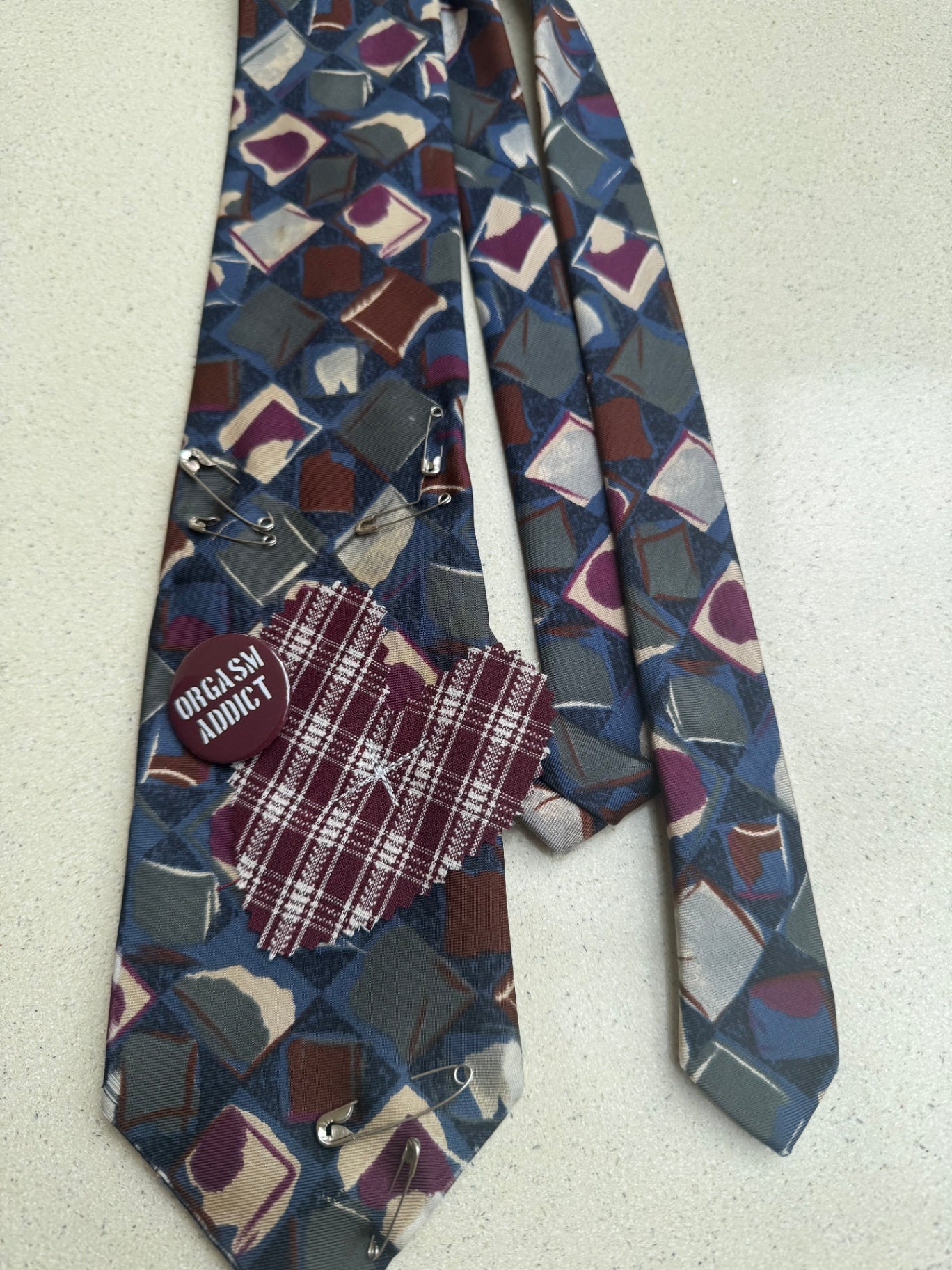 Upcycled Tie with badge