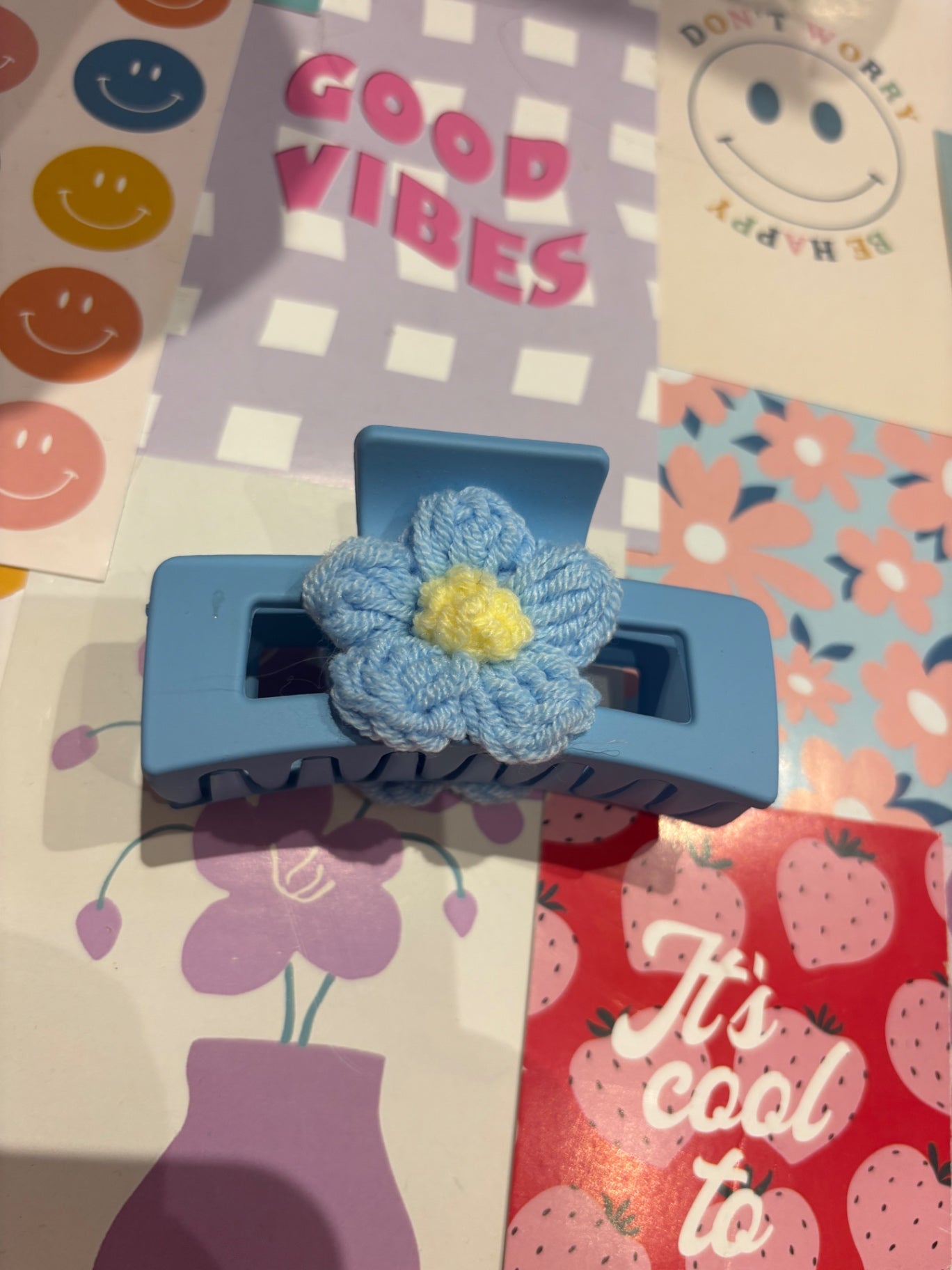 Blue Flower Claw Clip
