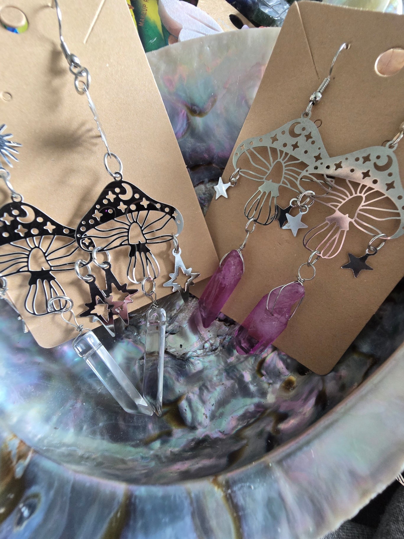 Mushoom faux crystal earrings