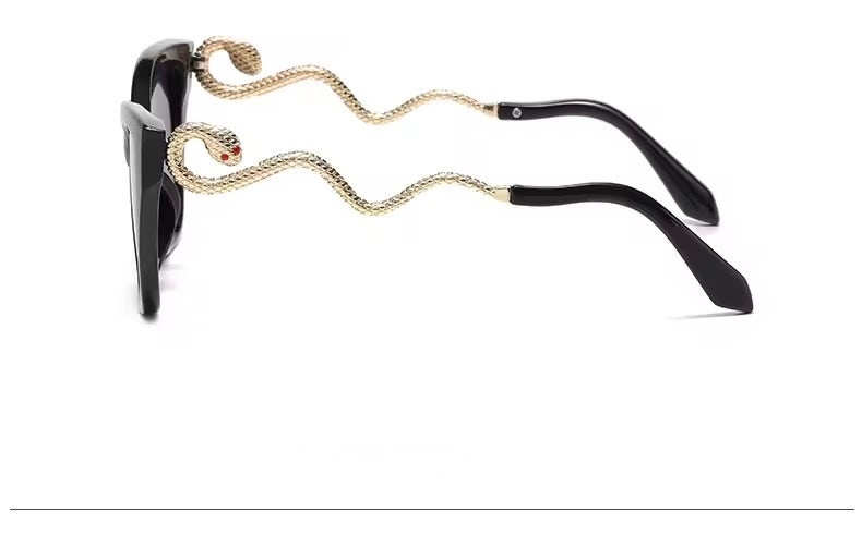 Snake Cat Eye Sunglasses Black Gold