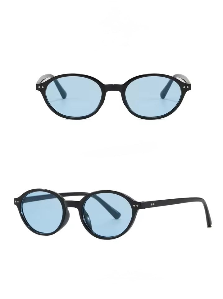 Blair Oval Sunglasses Black Blue