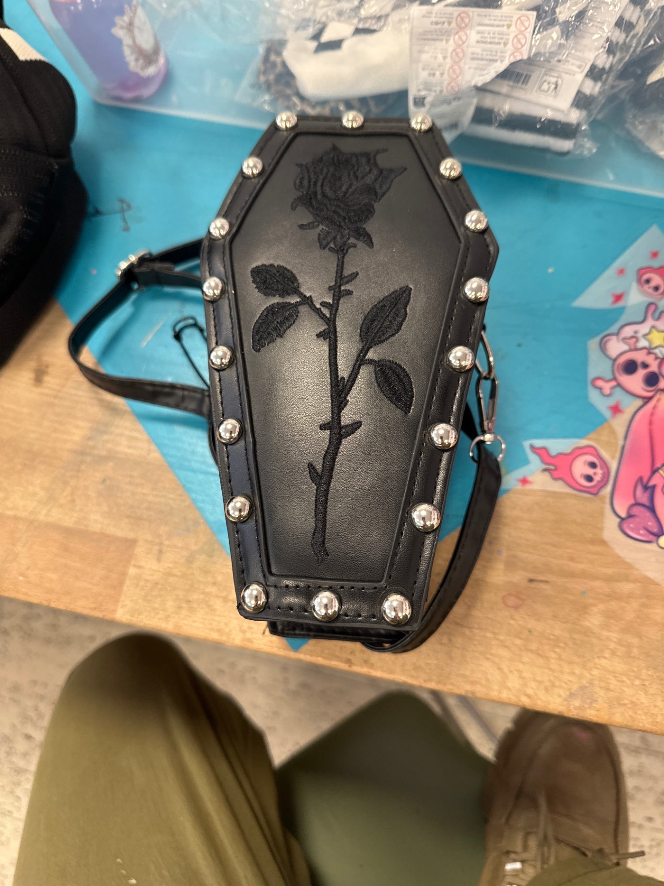 Black rose coffin bag