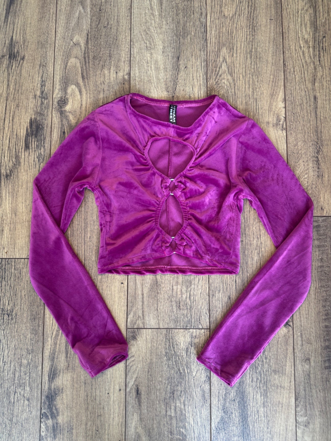 ReMade Velour Cutout Ring Long Sleeve Top