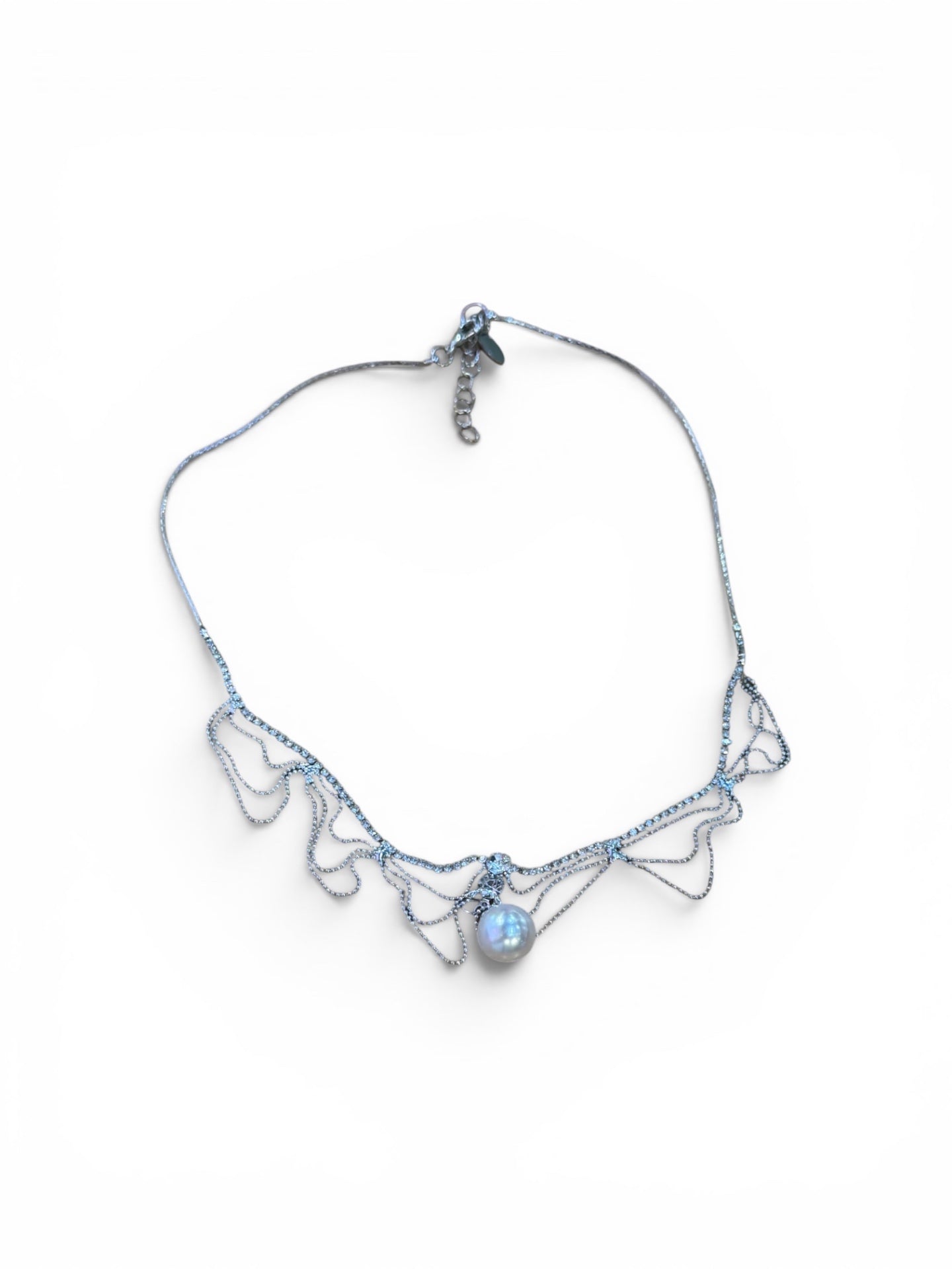 Silver Pearl Crystal Choker