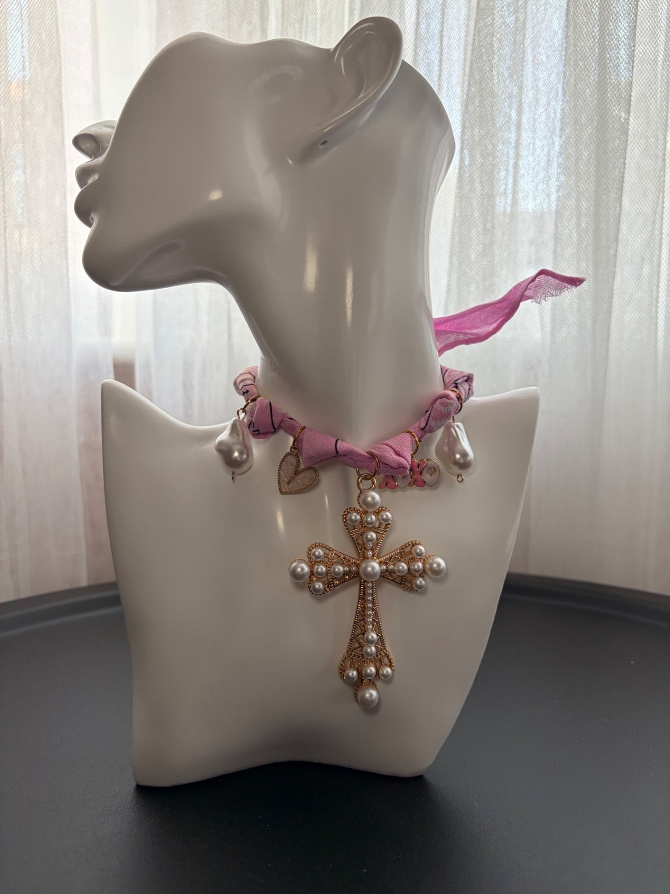 Pink bandana necklace