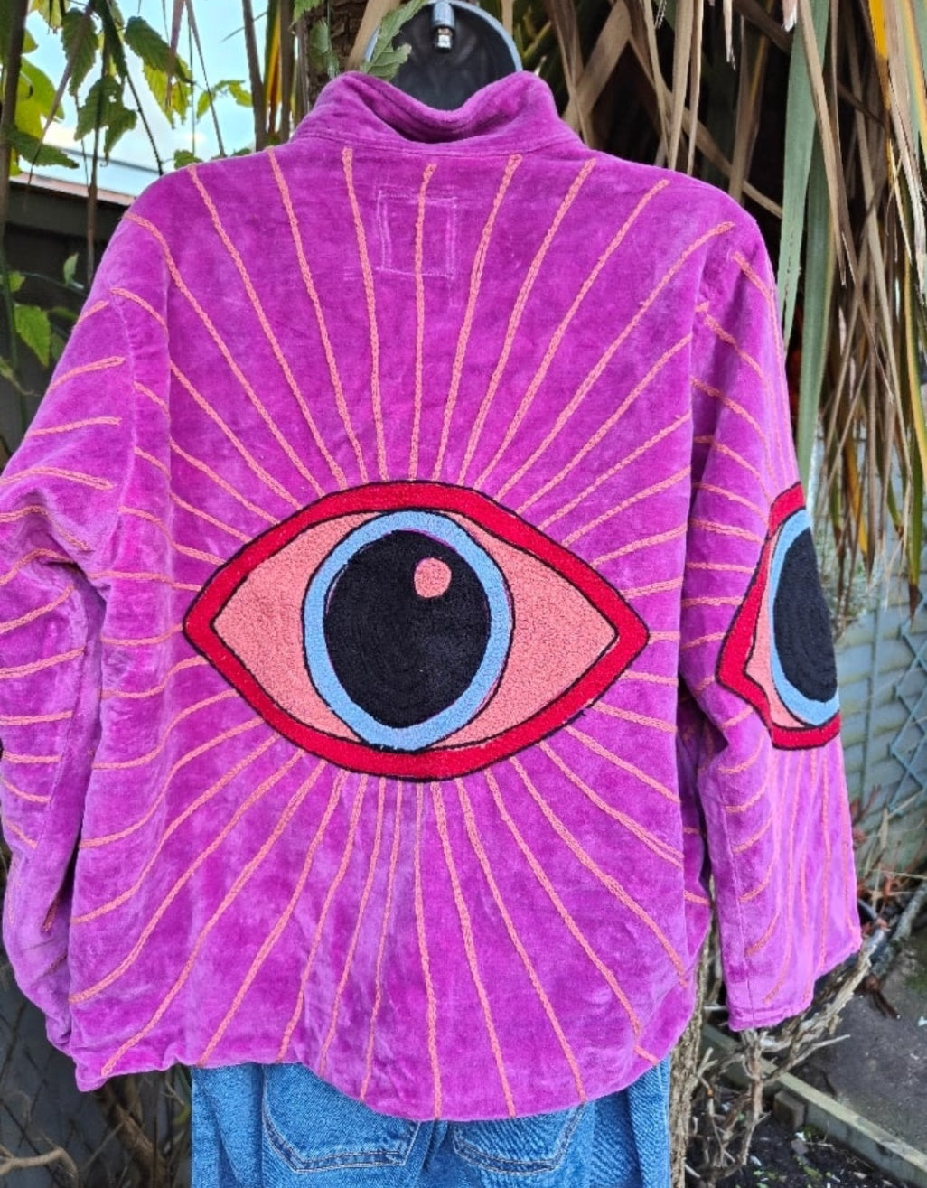 Wanderlust evil eye protection Jacket - hot pink