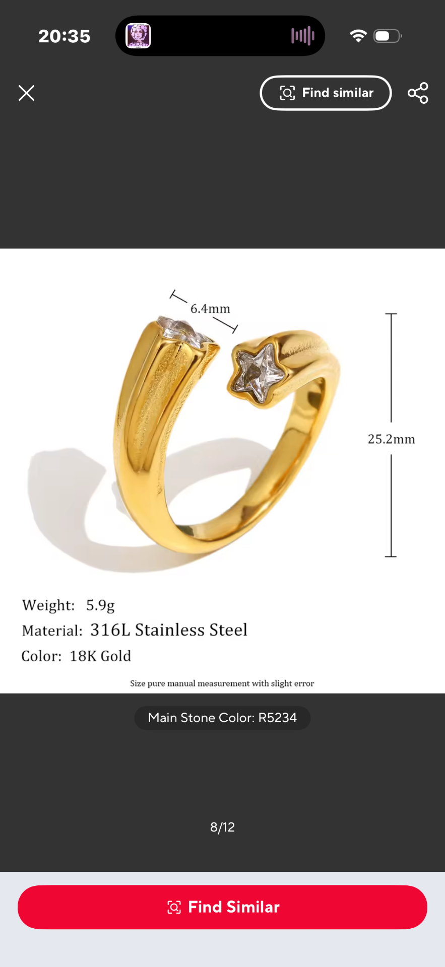 Shooting Star gold Ting