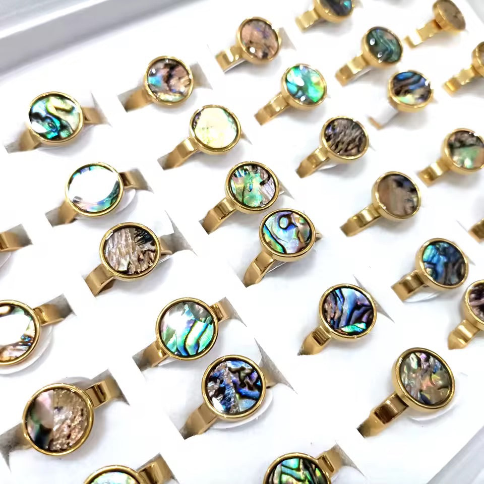 Abalone Ocean Muse Ring Silver Mixed Sizes
