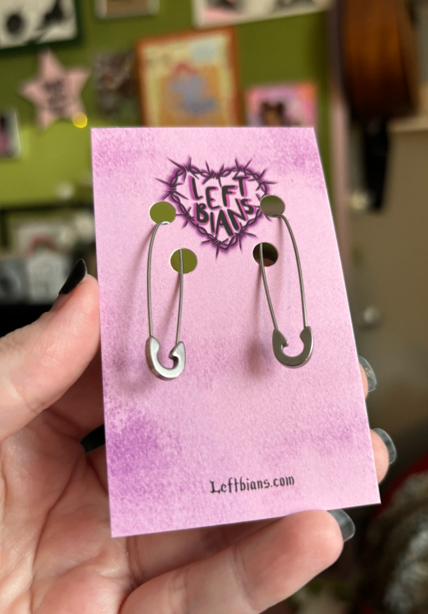 Silver safety pin earrings
