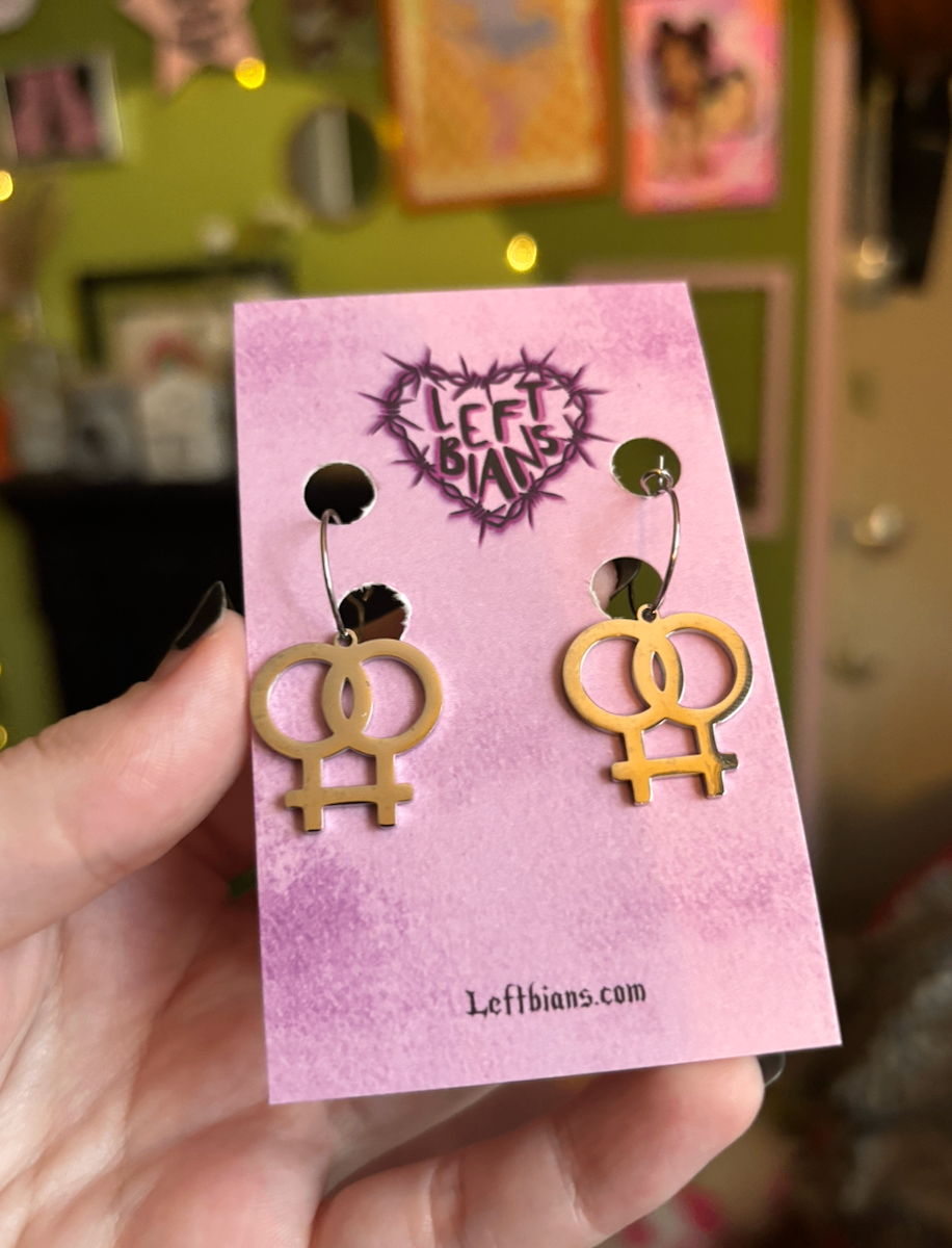 Silver Double venus hoops in 304 stainless steel