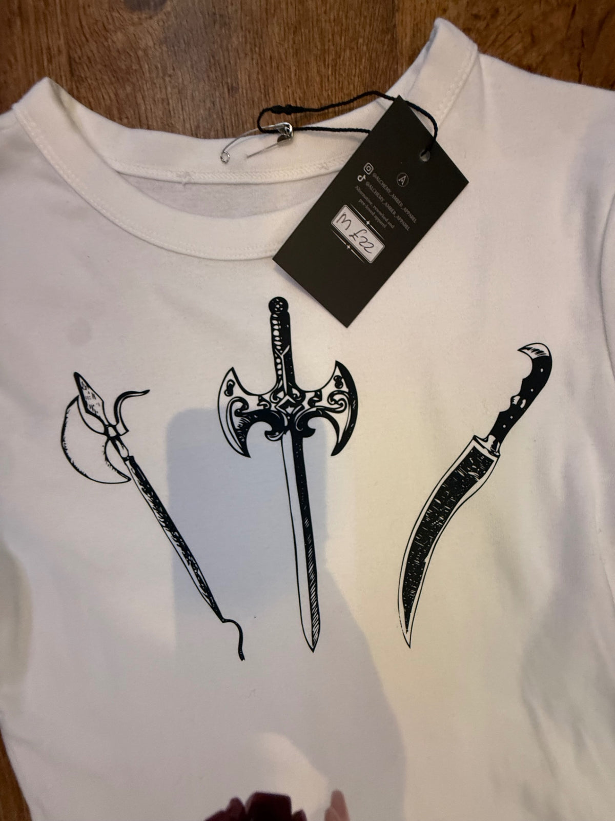 Mediaeval weaponry cropped T-shirt size medium