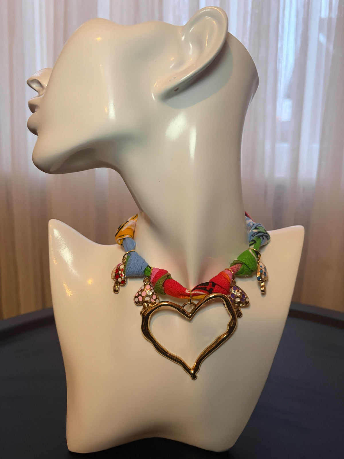 Rainbow heart bandana necklace