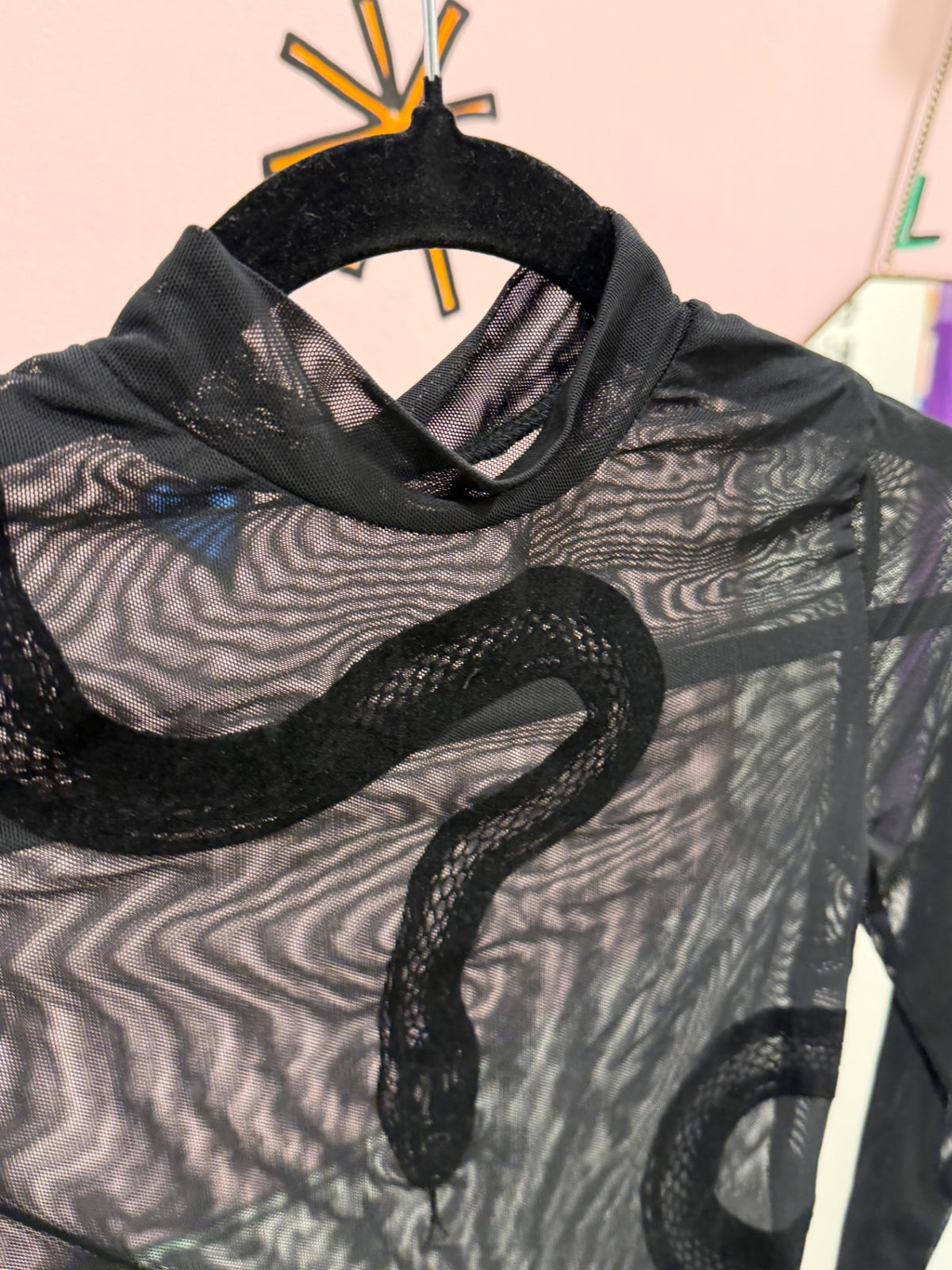 Snake Embossed mesh Body Suit Top