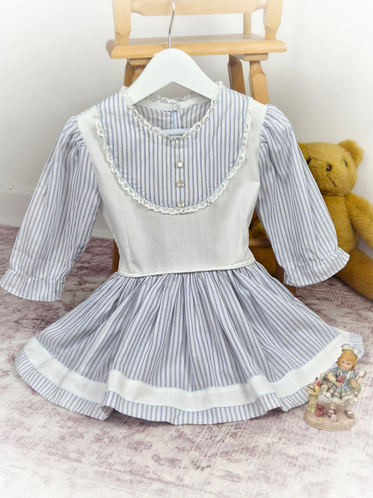 Grey and white striped vintage dress