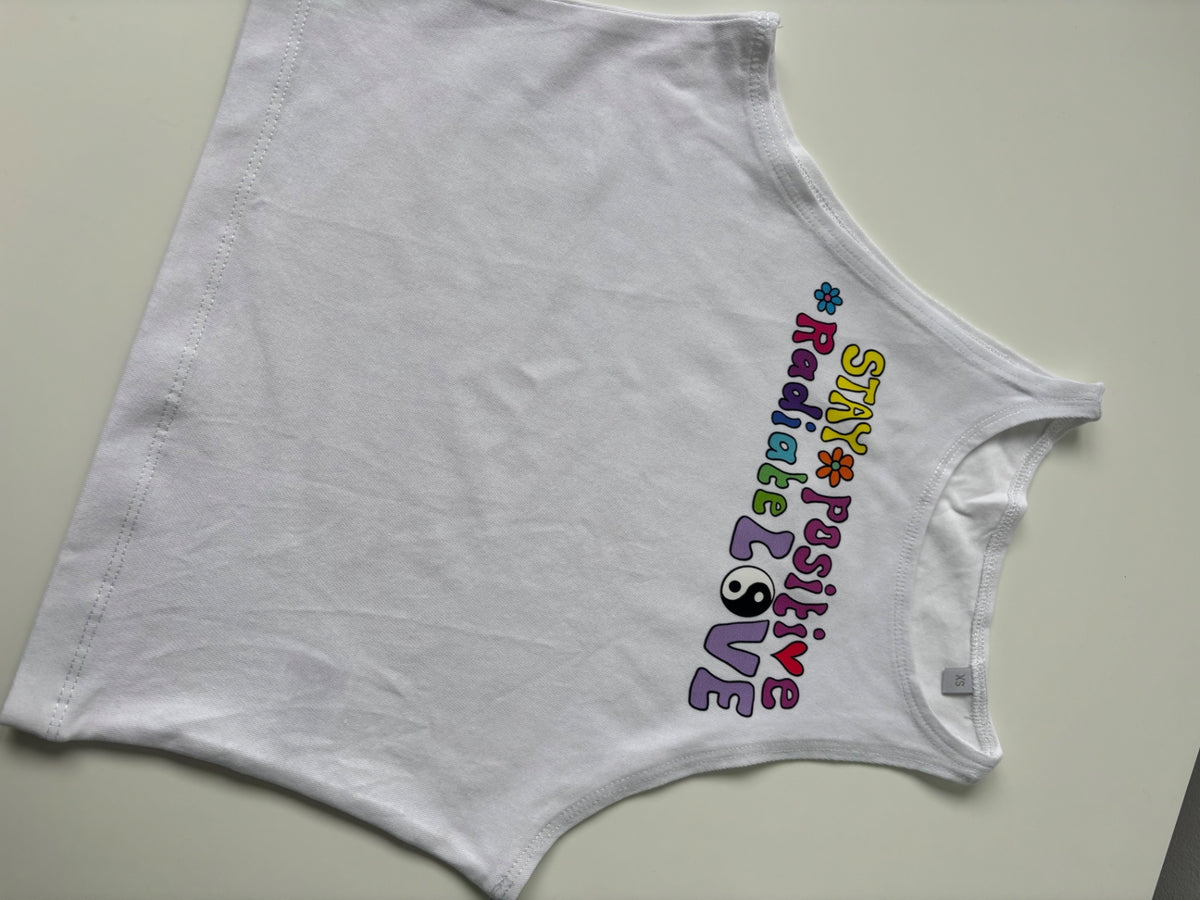 STAY POSITIVE CROP TANK TOP XS THE MAGIC LABEL