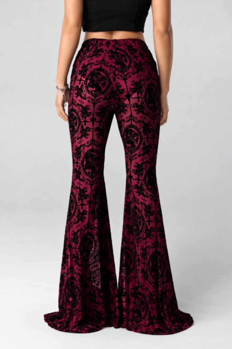 Burgandy Skull Trousers Size Medium