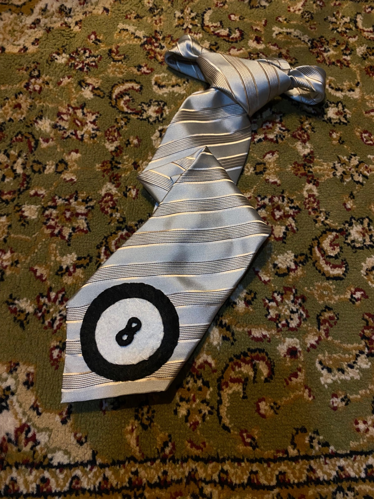 BABY BLUE 8 BALL Up-cycled tie