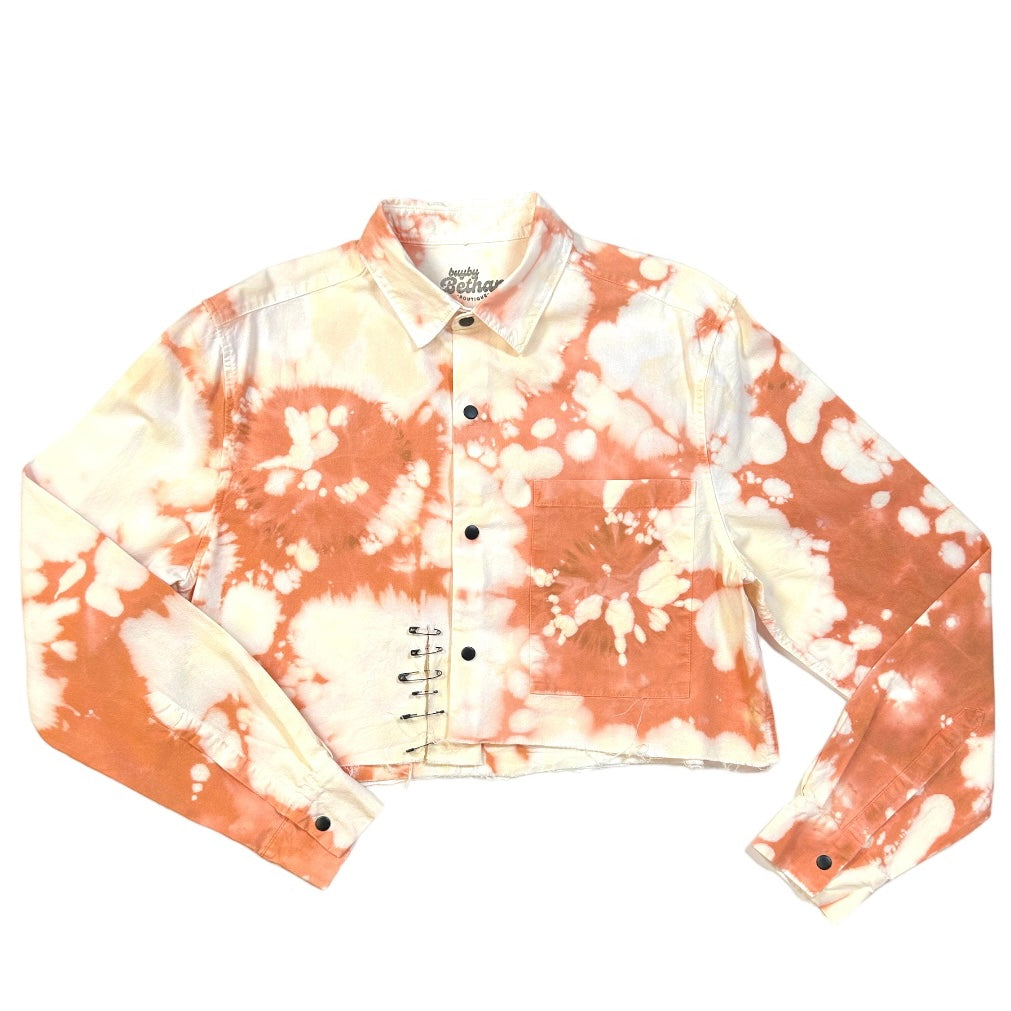 Peach & Black Bleached Pin Shirt