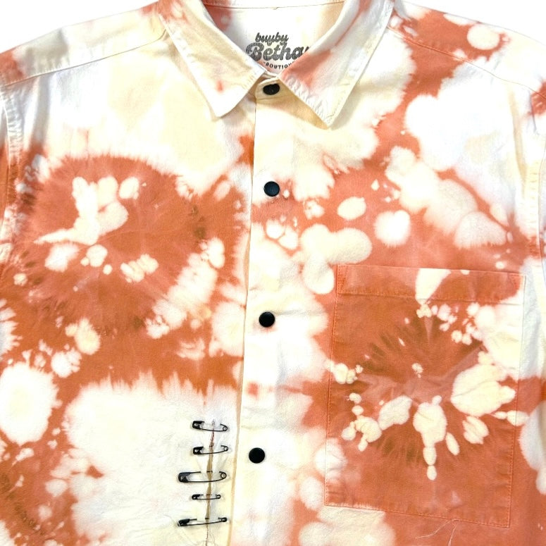 Peach & Black Bleached Pin Shirt