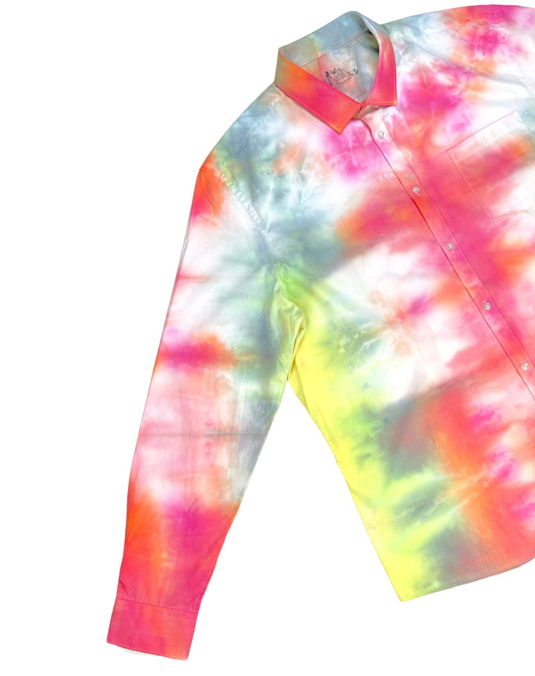 Tie Dye Shirt - Green, Orange & Pink Stripe