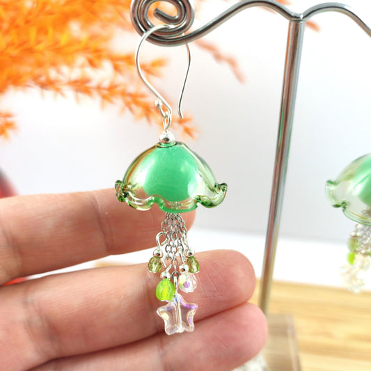 Green Jellyfish earrings 