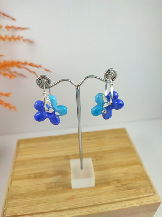 Blue Glass Hoop earrings 
