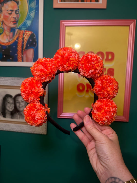 Orange mini Pom headband 