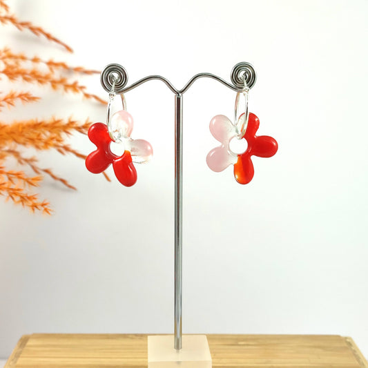 Red Glass Hoop earrings