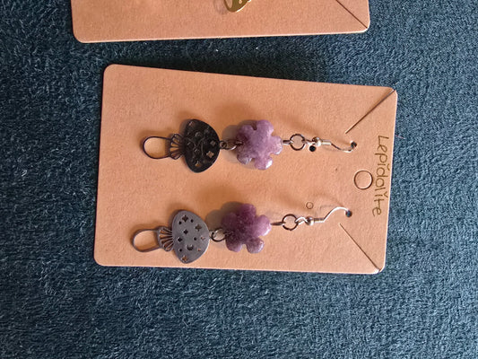 Lepidolite mushroom earrings 