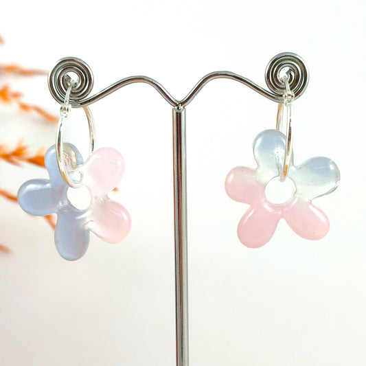 Lilac Glass Hoop earrings