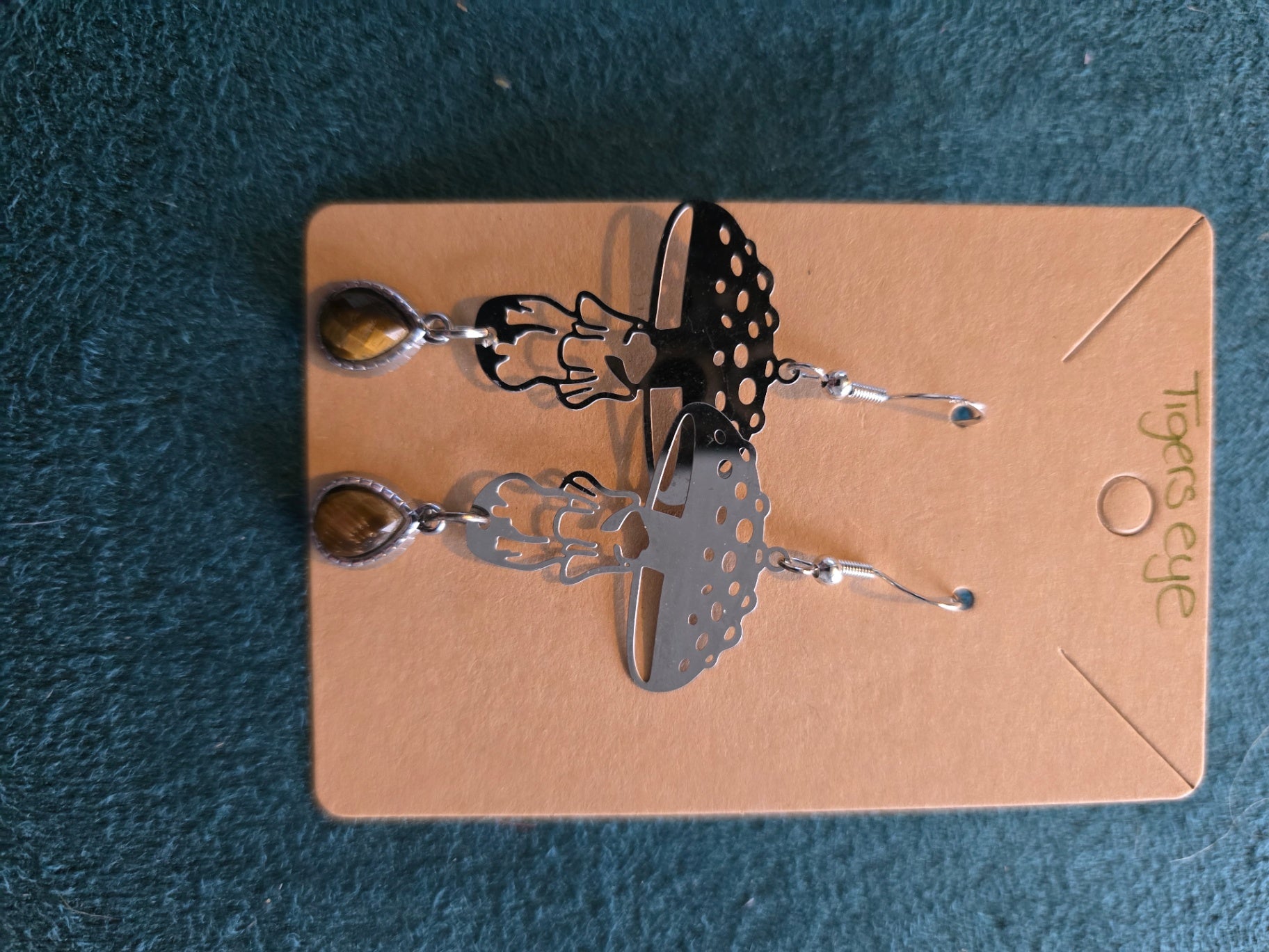 Tigers eye mushroom earrings 