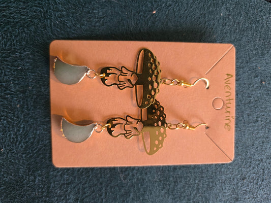 Green adventurine mushroom earrings
