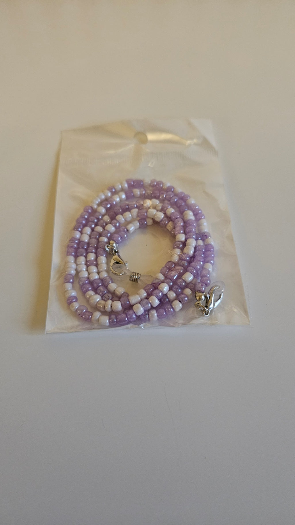Purple and White Beaded Sunglasses Chain 