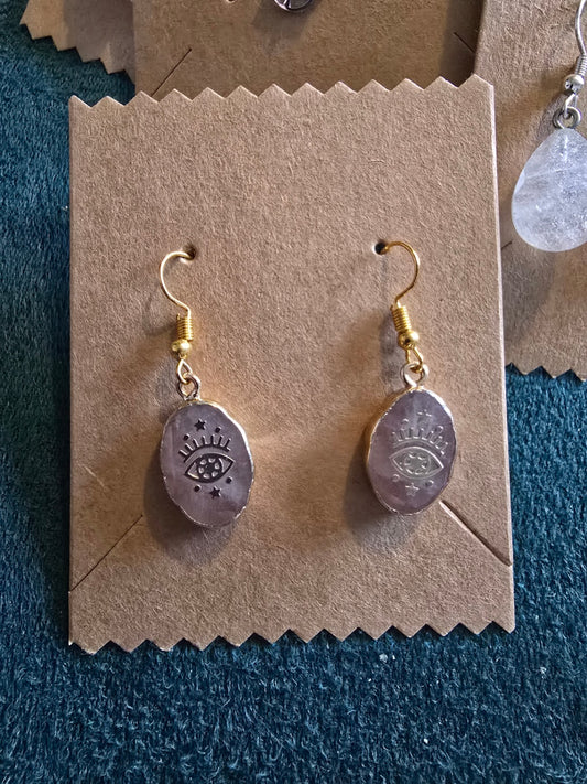 Rose quartz eye earrings