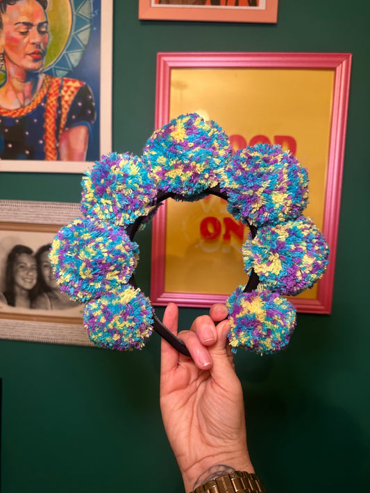 Multi coloured standard Pom headband 