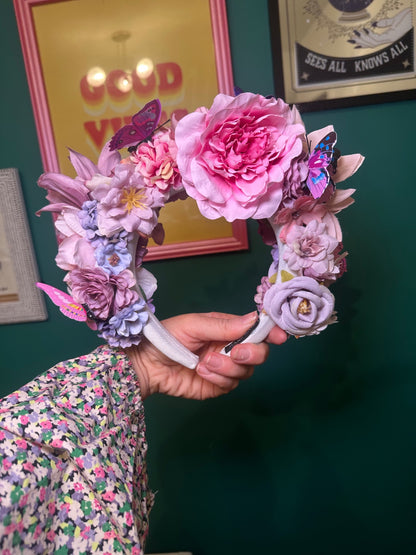 Lilac butterfly flower crown 