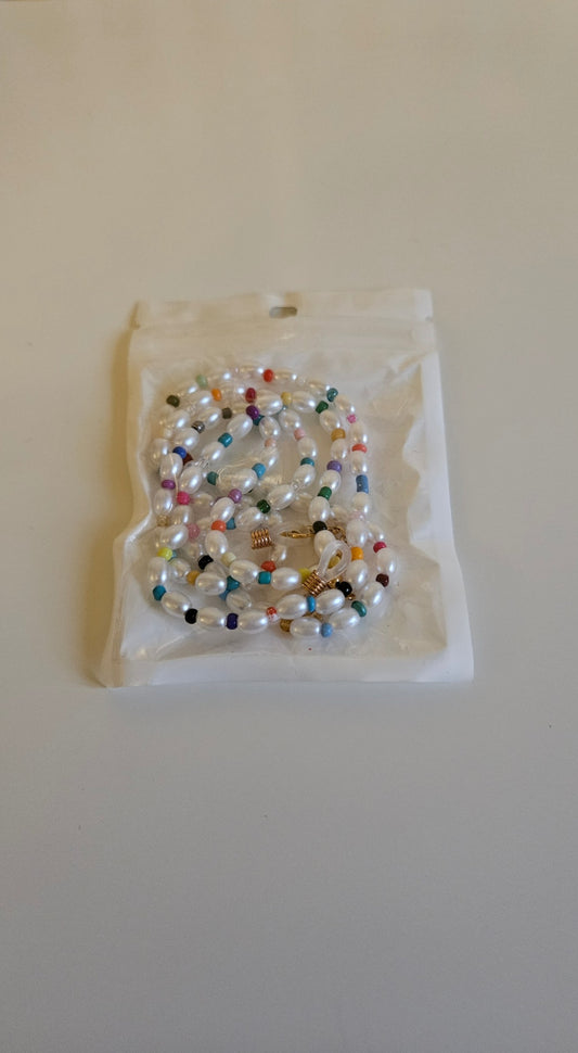 Pearl and Rainbow Beaded Sunglasses Chain