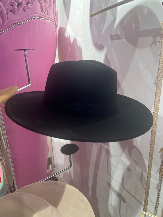 Black grosgrain fedora hat 