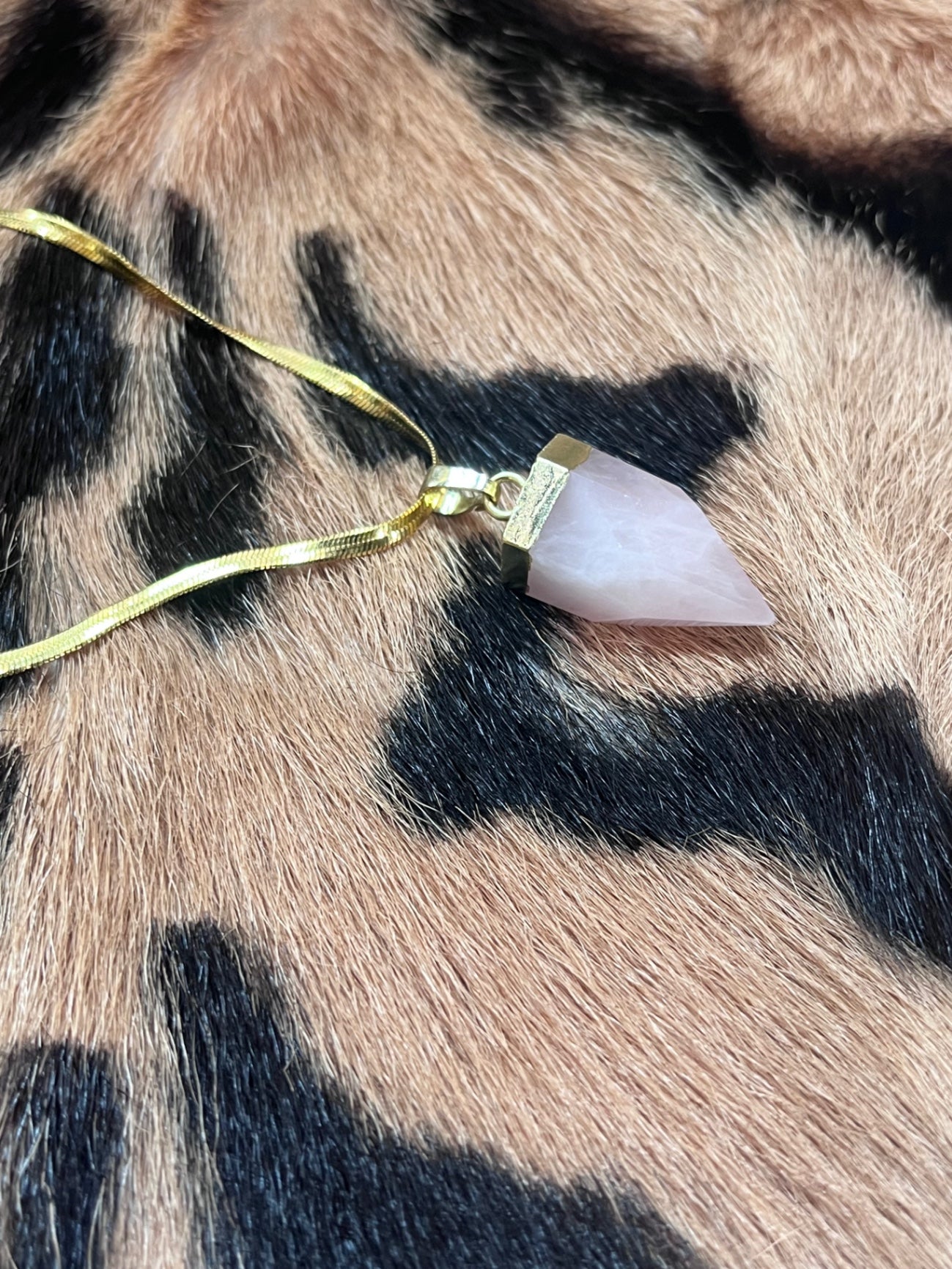 Rose Quartz point pendant necklace