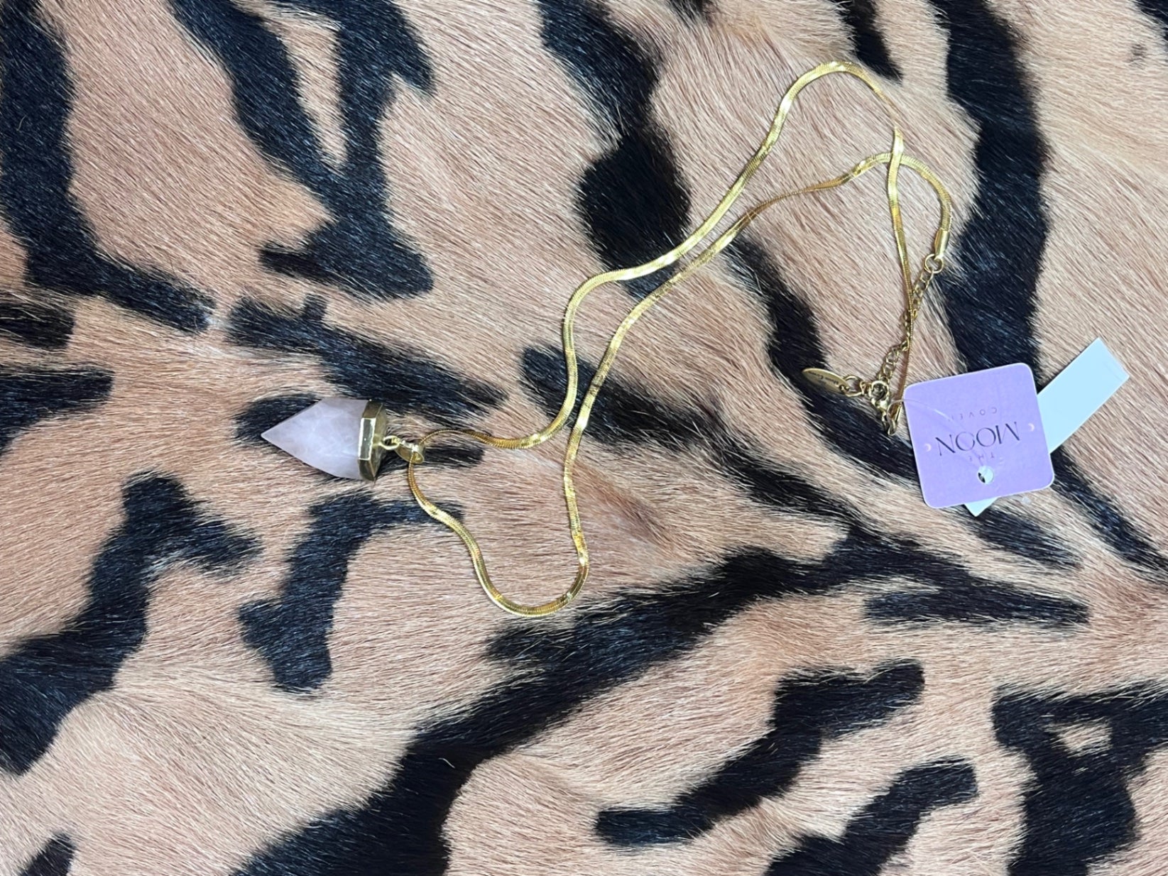 Rose Quartz point pendant necklace