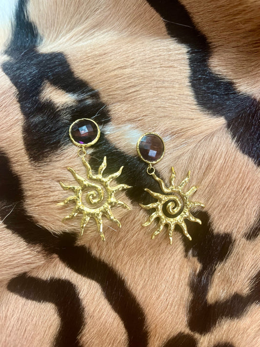 Amethyst Sun Earrings 