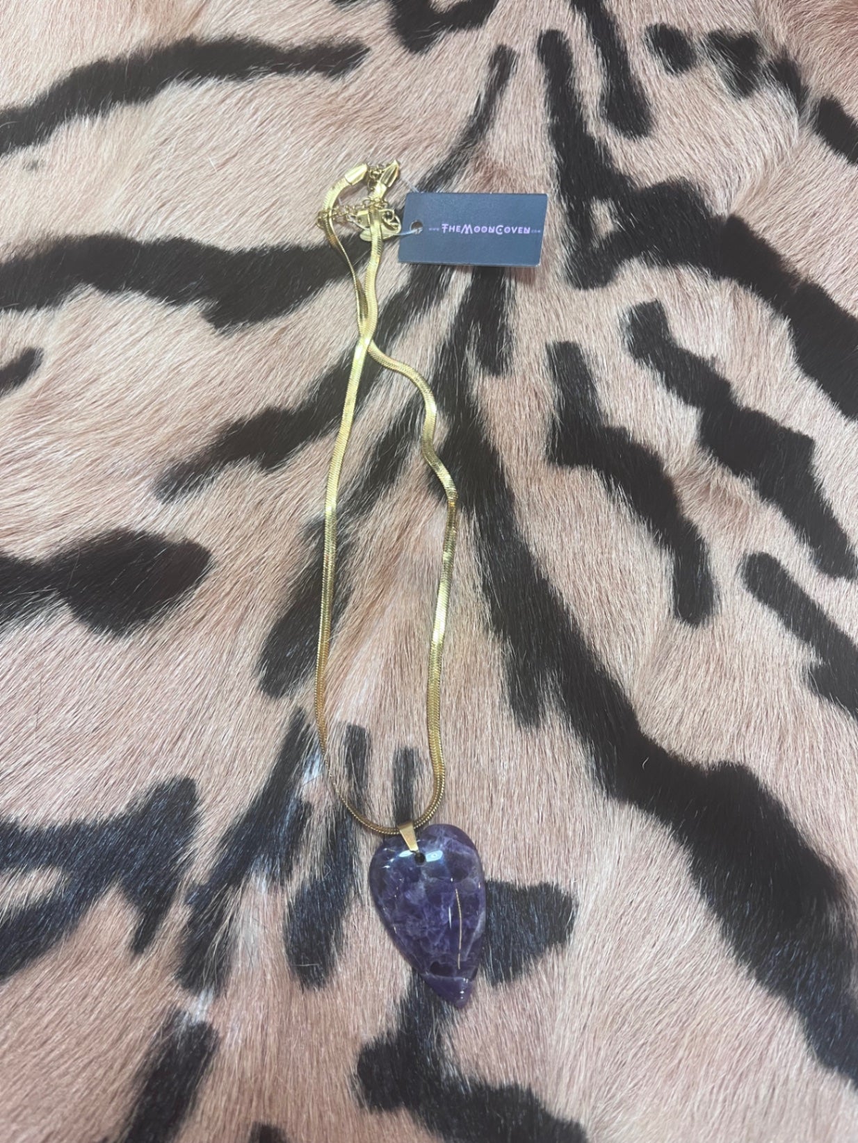 Amethyst Love Heart Gold Necklace