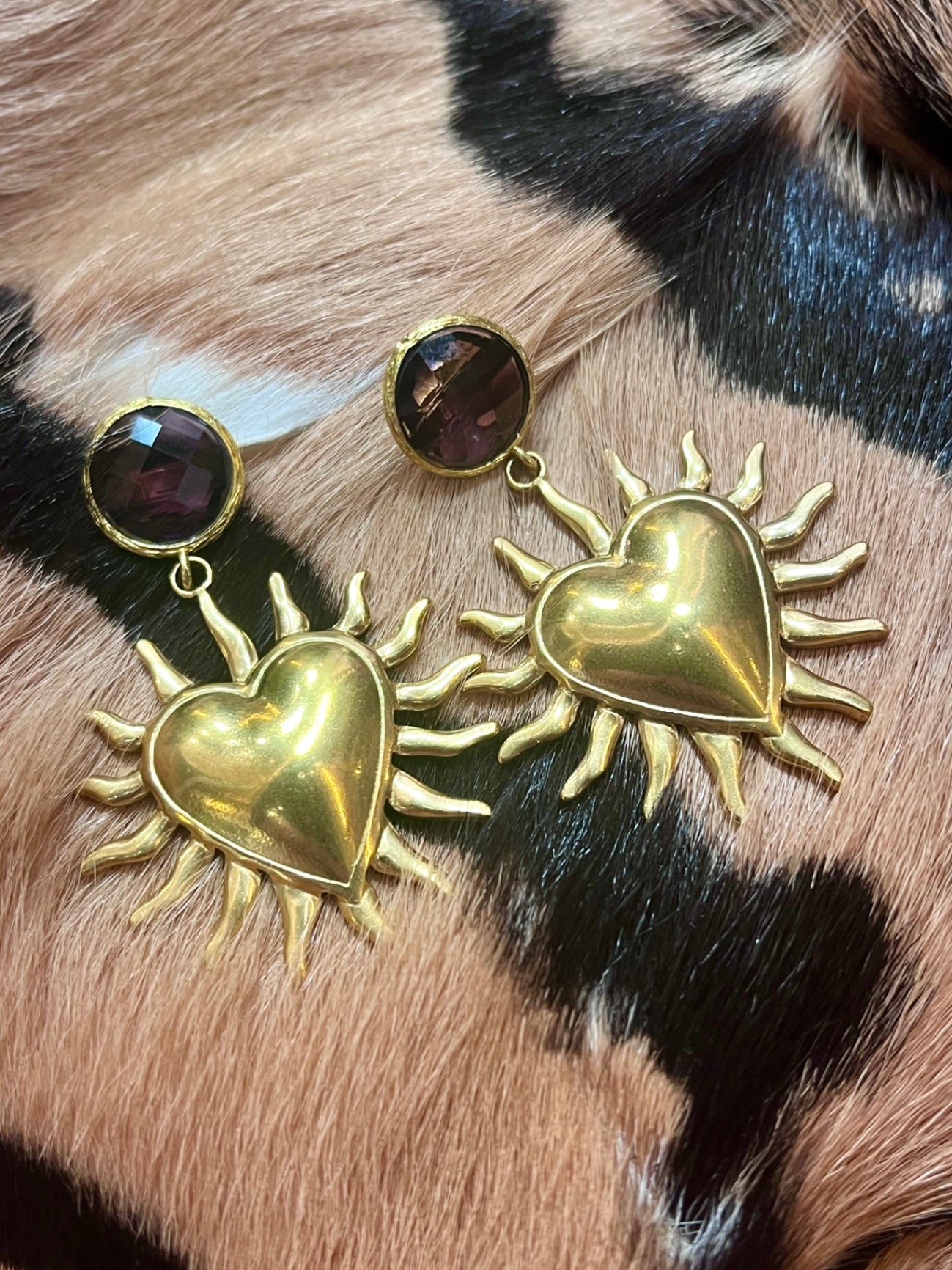 Amethyst Heart Earrings