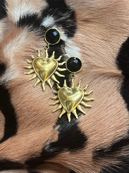 Obsidian heart Earrings